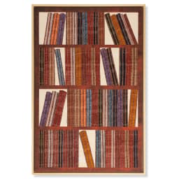 Books canvas in rust, blue and multicolour, shown in a product front view as image 1