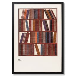 Books fine art print in rust, blue and multicolour, shown in a lifestyle front view as image 1