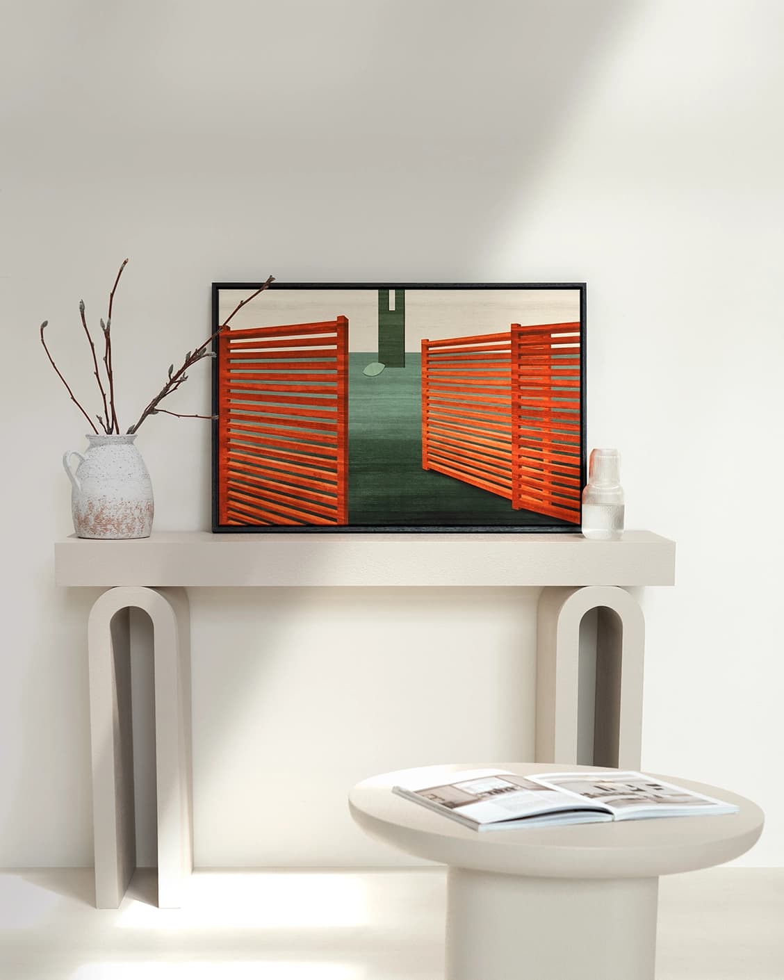 Breeze canvas in red and green, shown in a lifestyle front view as image 2