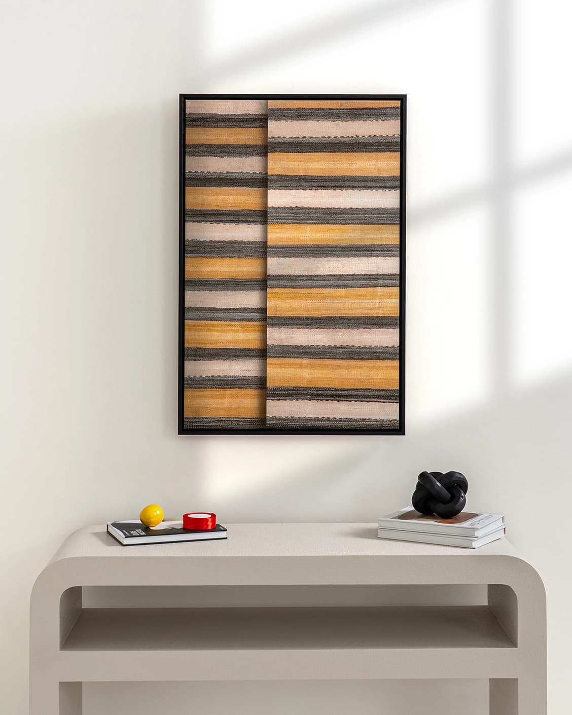 Bumblebee Gray canvas in grey, beige and yellow, shown in a lifestyle front view as image 2