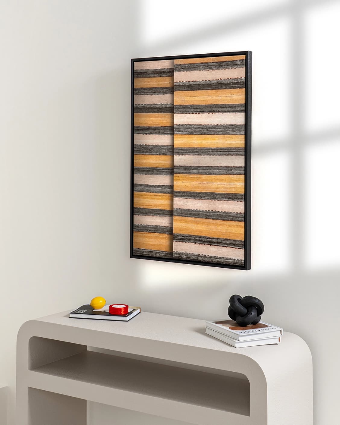 Bumblebee Gray canvas in grey, beige and yellow, shown in a lifestyle right view as image 4