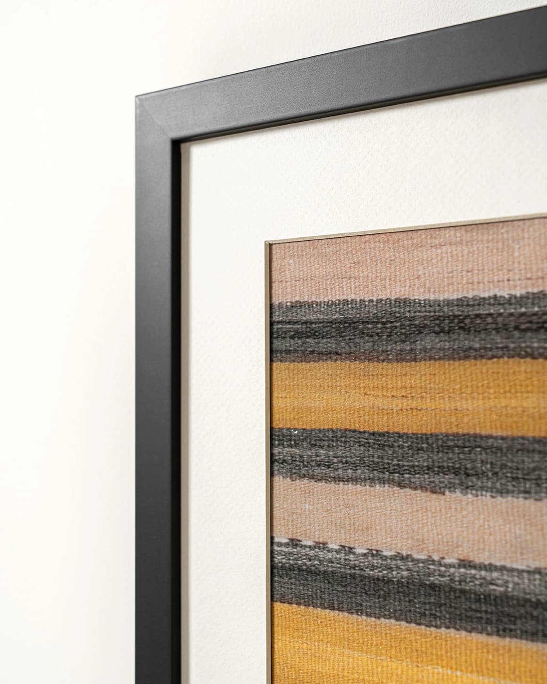 Bumblebee Gray fine art print in grey, beige and yellow, shown in a lifestyle close-up view as image 5