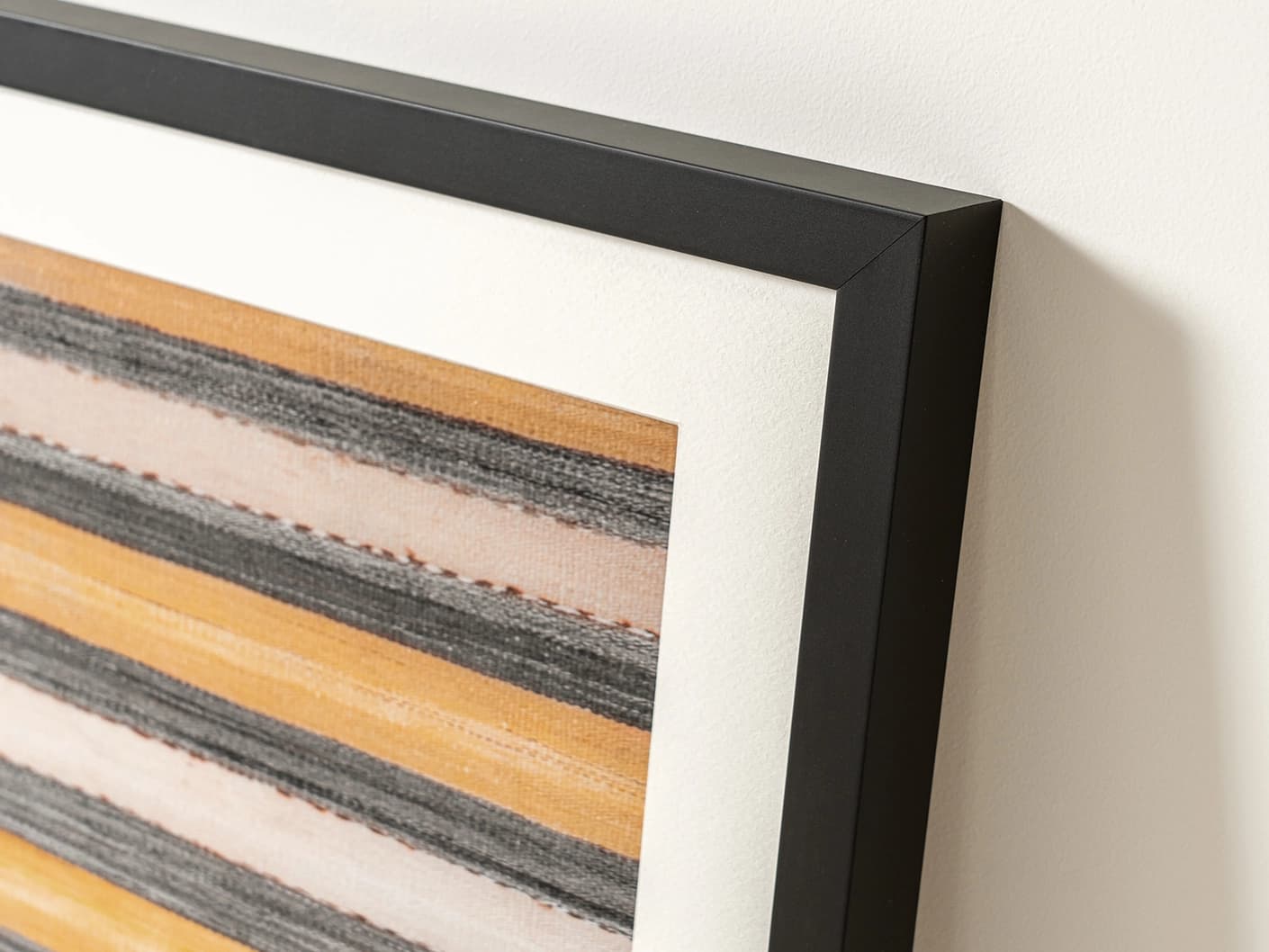 Bumblebee Grey fine art print in grey, beige and yellow, shown in a lifestyle close-up view as image 2