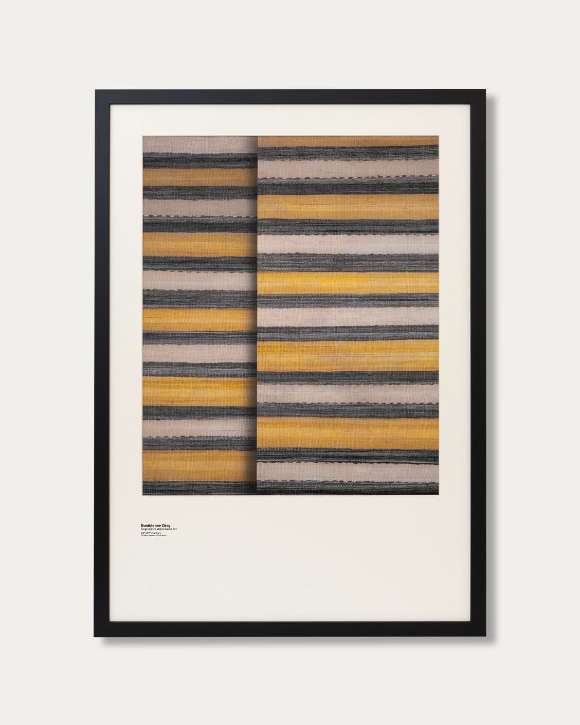 Bumblebee Gray fine art print in grey, beige and yellow, shown in a lifestyle front view as image 1