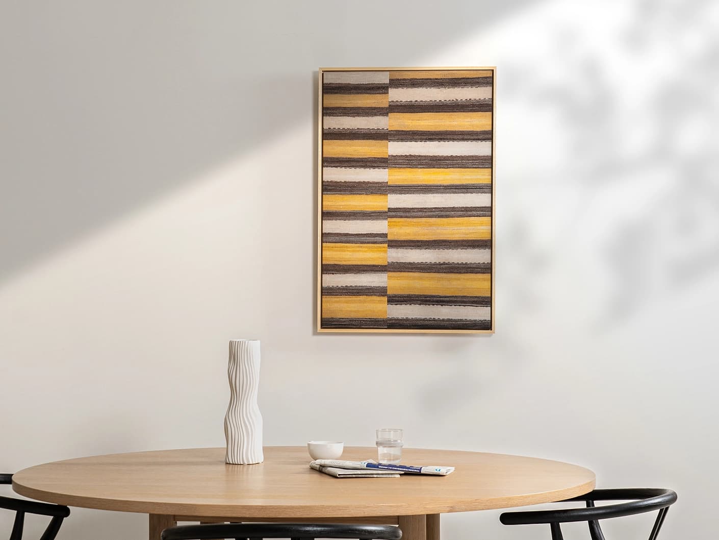 Bumblebee canvas in brown, beige and yellow, shown in a lifestyle front view as image 3