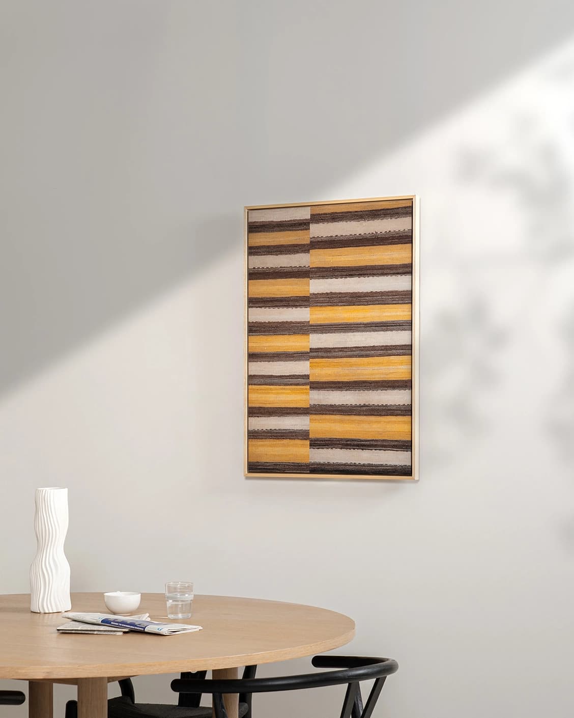 Bumblebee canvas in brown, beige and yellow, shown in a lifestyle right view as image 4
