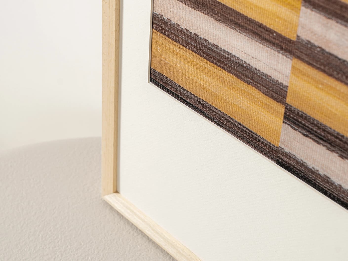 Bumblebee fine art print in brown, beige and yellow, shown in a lifestyle close-up view as image 2