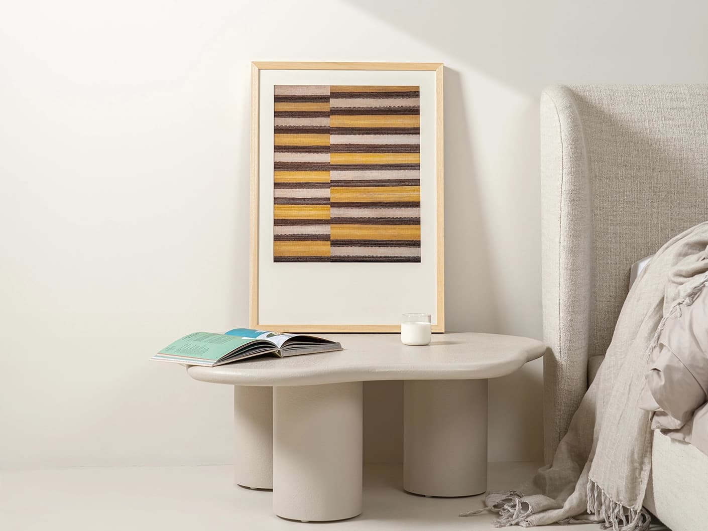 Bumblebee fine art print in brown, beige and yellow, shown in a lifestyle front view as image 3