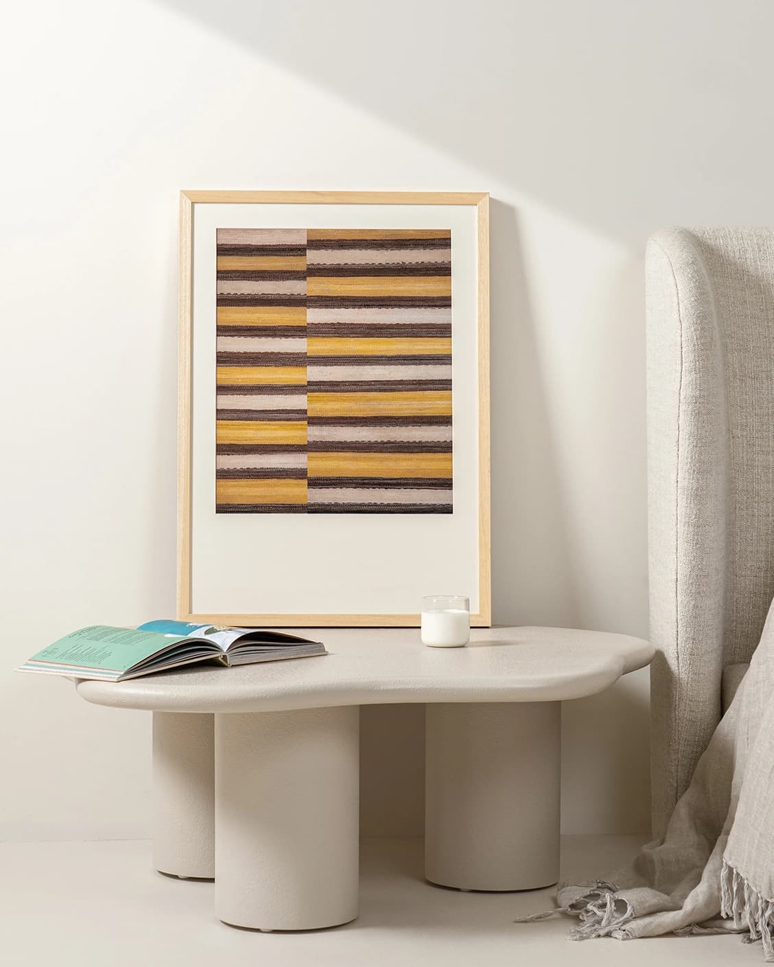 Bumblebee fine art print in brown, beige and yellow, shown in a lifestyle front view as image 2