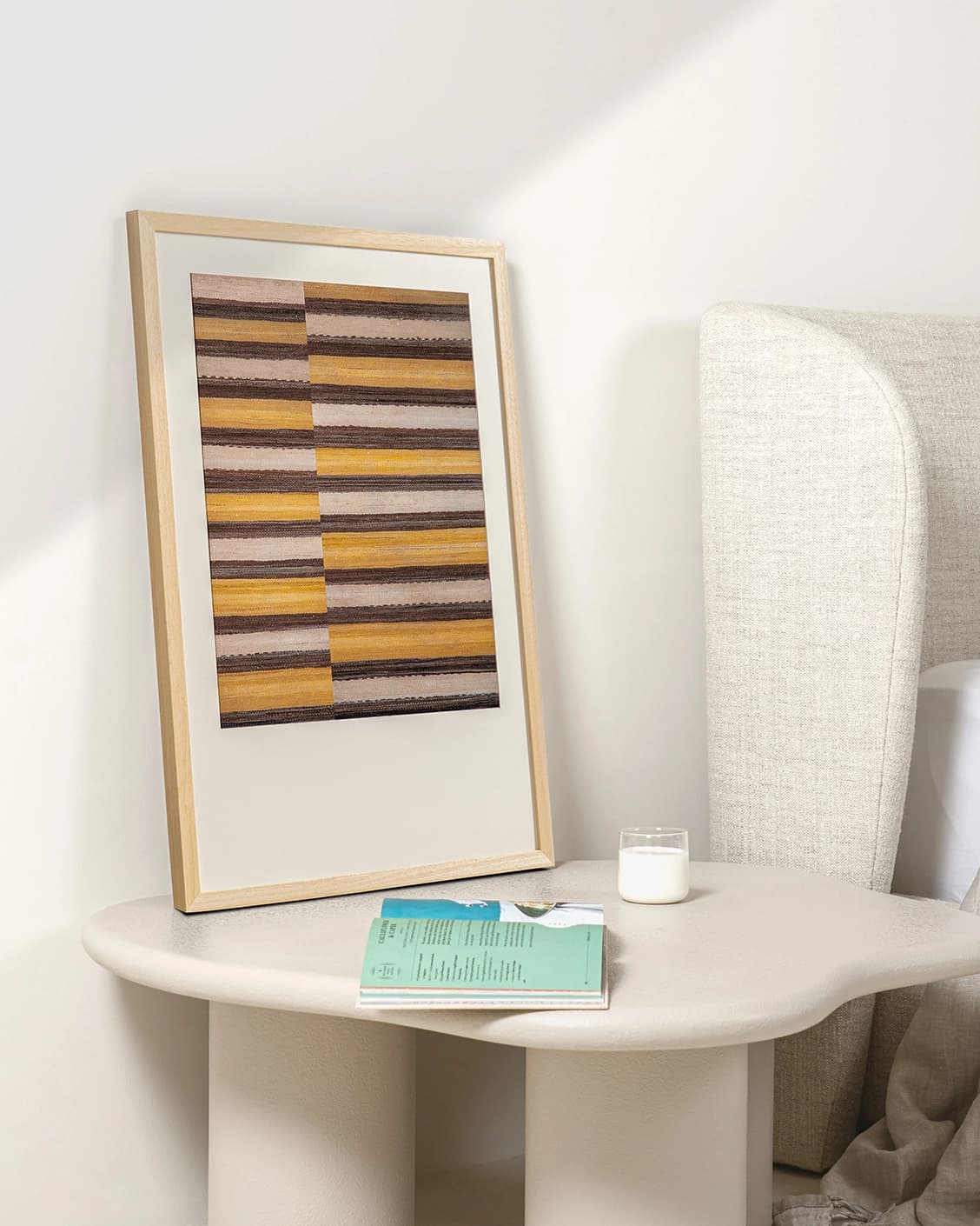 Bumblebee fine art print in brown, beige and yellow, shown in a lifestyle left view as image 3