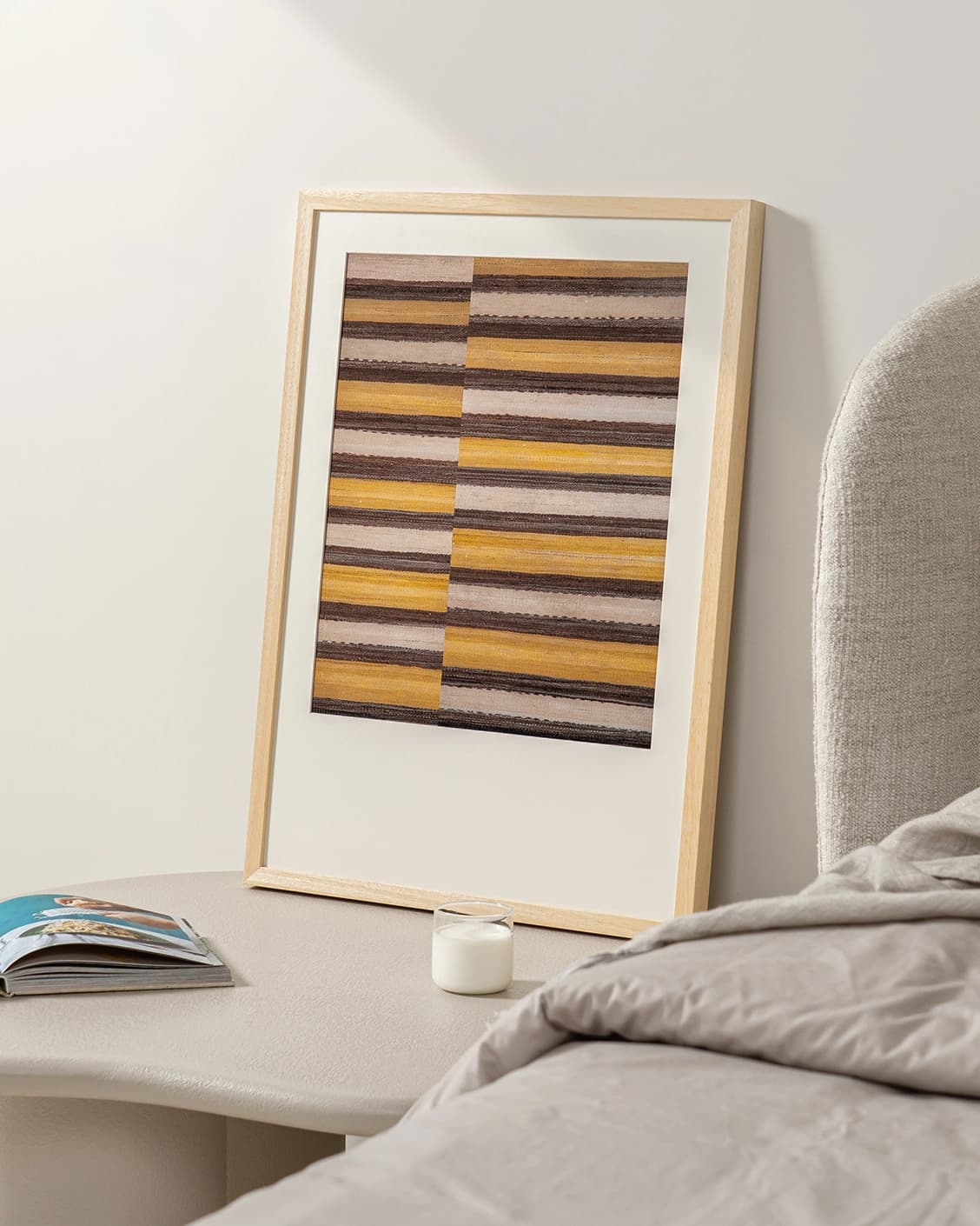 Bumblebee fine art print in brown, beige and yellow, shown in a lifestyle right view as image 4
