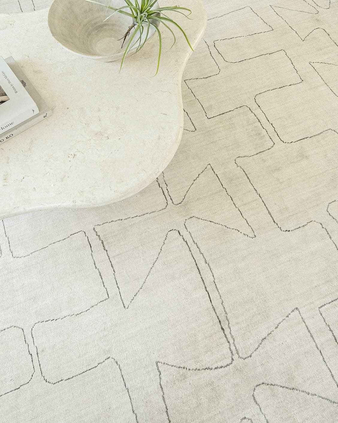 Caleb Ebony carpet in ebony, pearl and grey, shown in a lifestyle top view as image 11