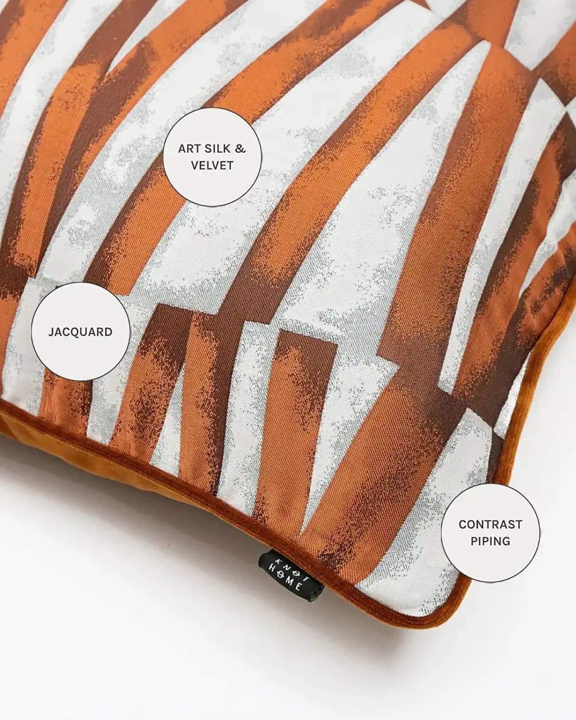 Carlie Hodler cushions in orange and white, shown in a product close-up as image 9