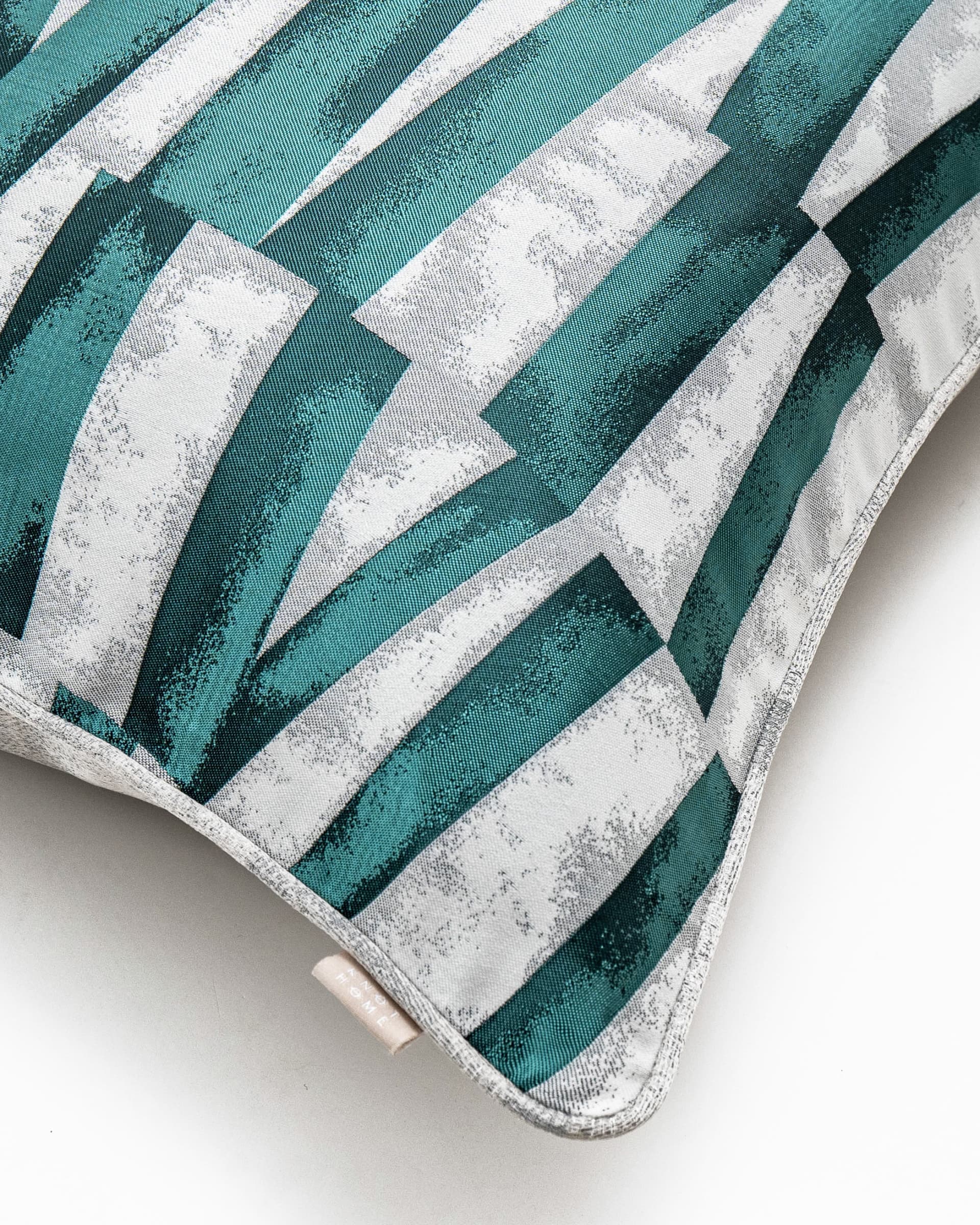 Carlie Teal cushion in teal, turquoise, blue and green, shown in a product top view as image 6