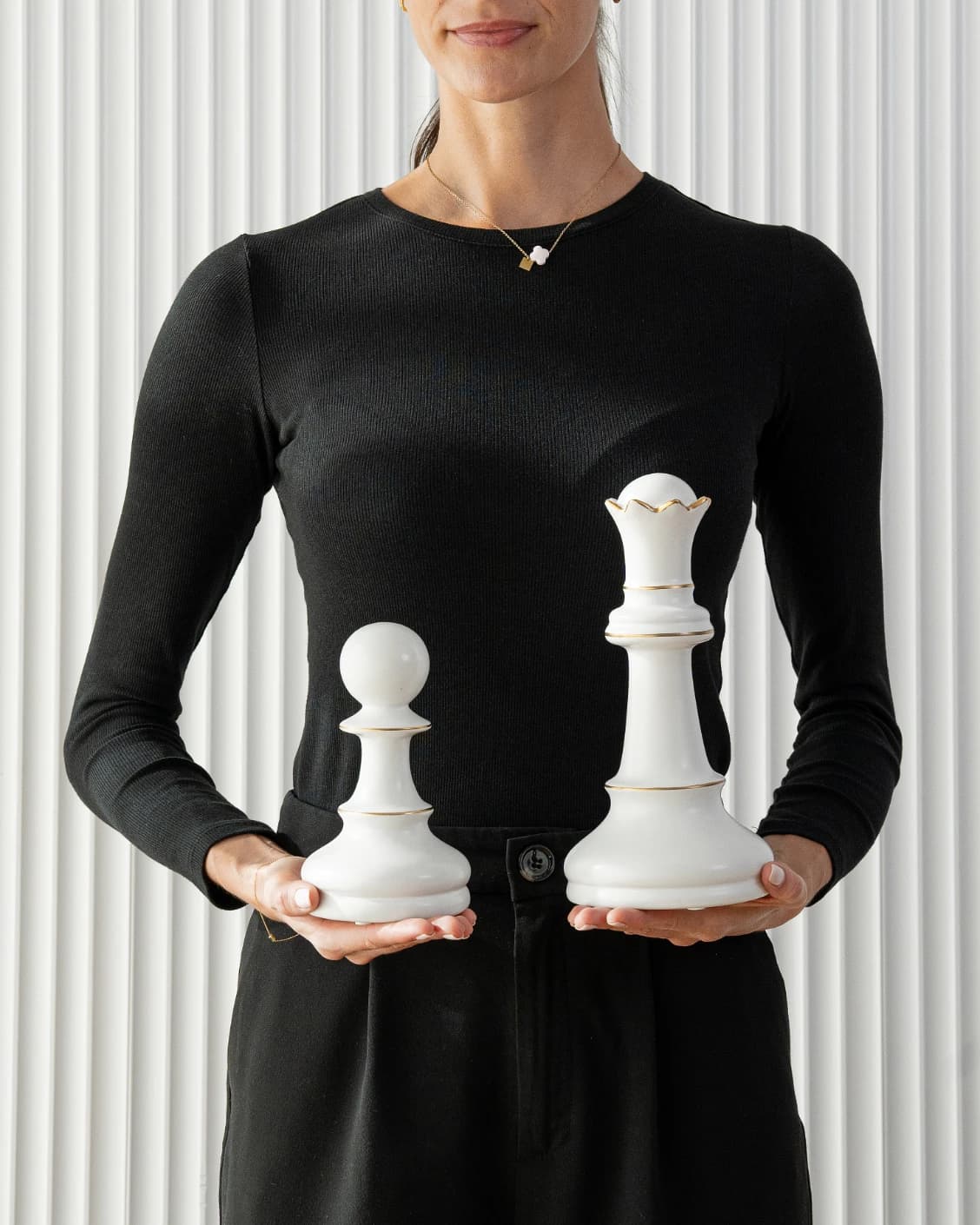 Cassandra Arneson Porcelain Figures statues and sculptures in white and gold, shown in a product front view as image 9