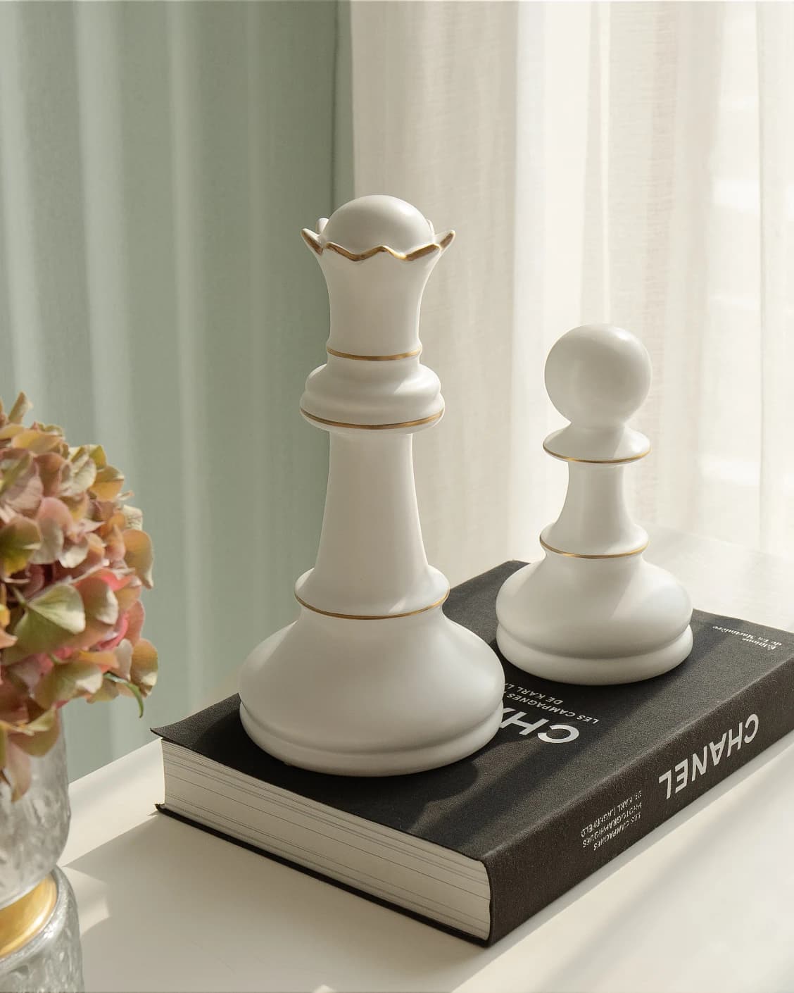 Cassandra Arneson Porcelain Figures statues and sculptures in white and gold, shown in a lifestyle left view as image 2