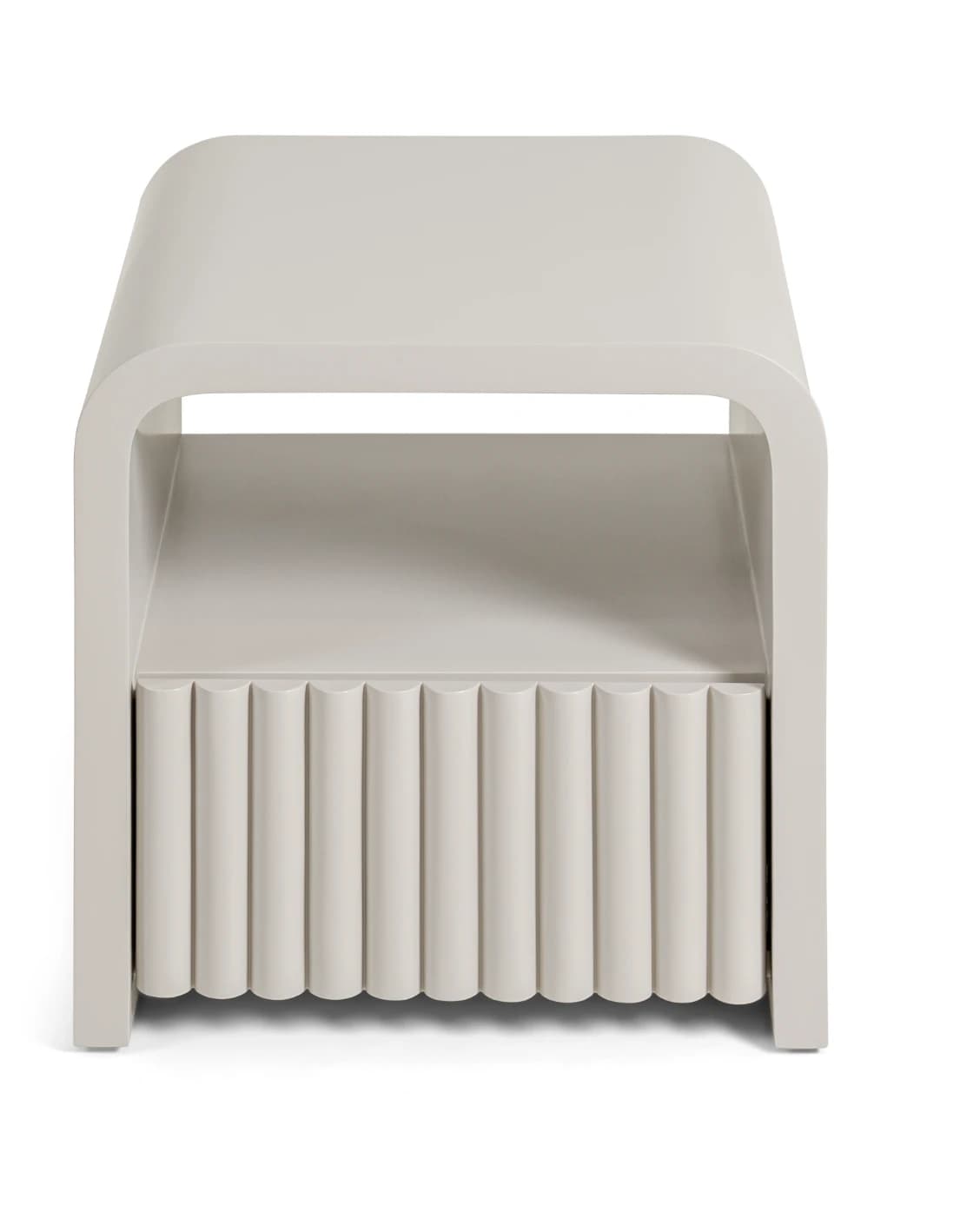 Celia nightstand in soft ivory and stone, shown in a product front view as image 9