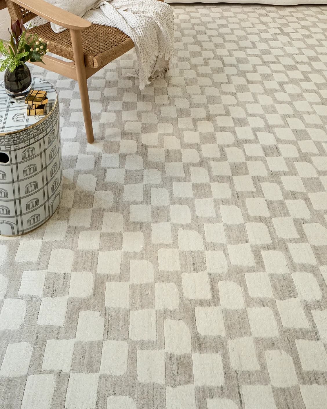 Chess Dune carpet in taupe and beige, shown in a lifestyle front view as image 10