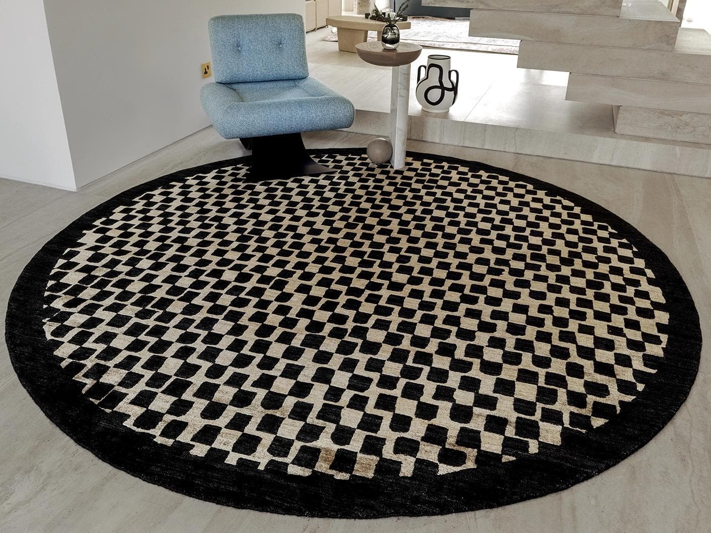 Chess Ebony carpets in beige and black, shown in a lifestyle front view as image 3