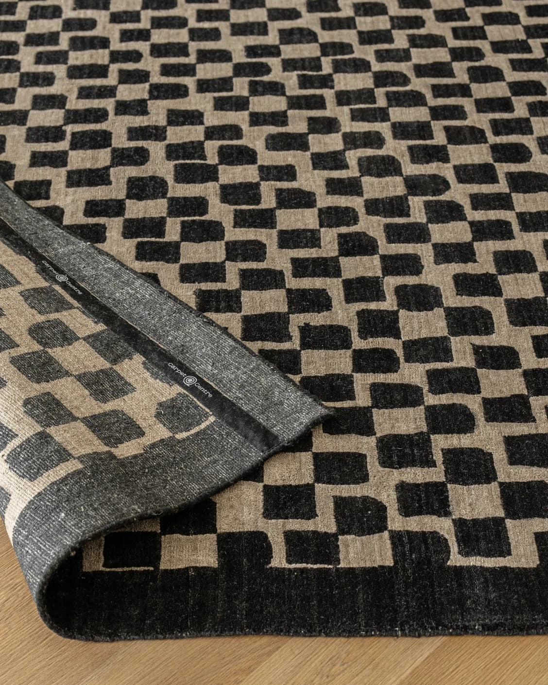 Chess Ebony carpet in beige and black, shown in a product front view as image 12