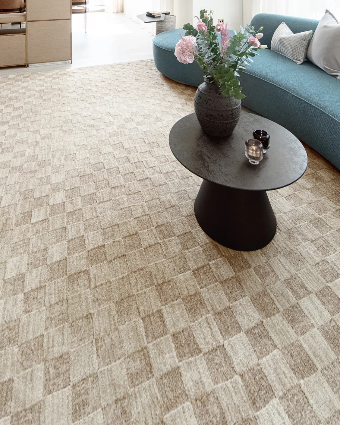 Cindy Dune carpet in taupe and beige, shown in a product right view as image 5