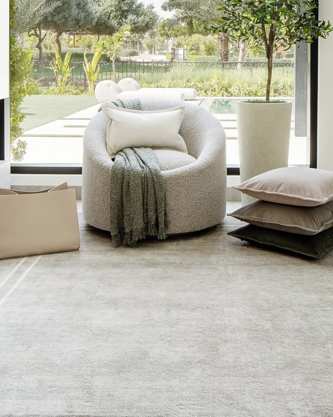 Colin Alba carpet in white and grey, shown in a lifestyle front view as image 4