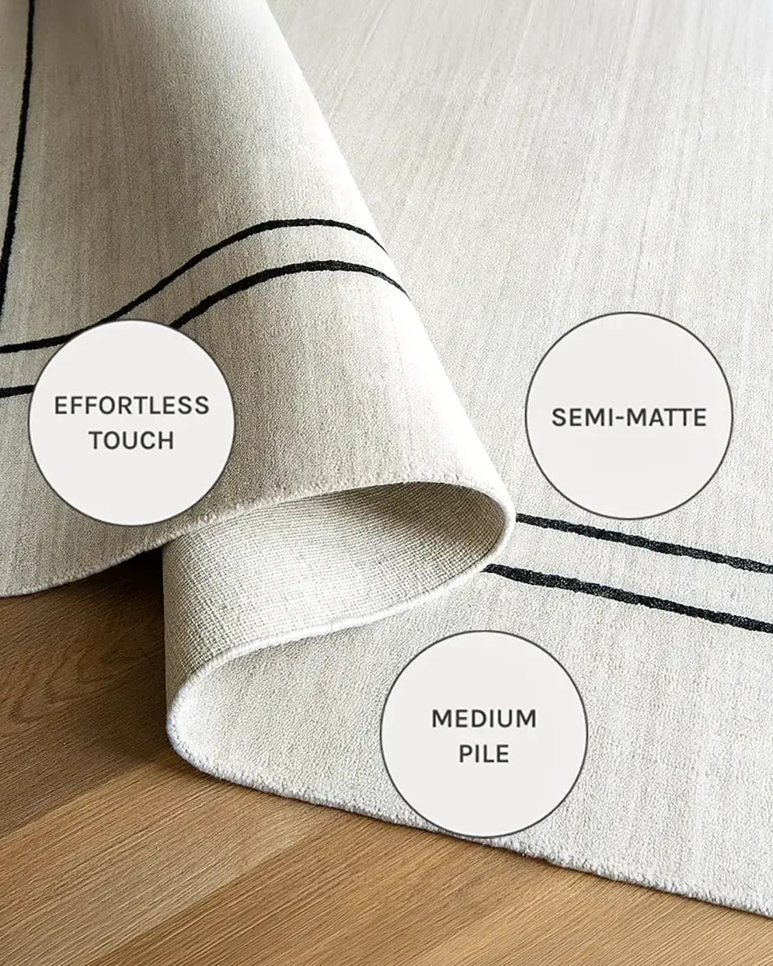 Colin Bianca carpets in white, black and pearl, shown in a close-up front view as image 7