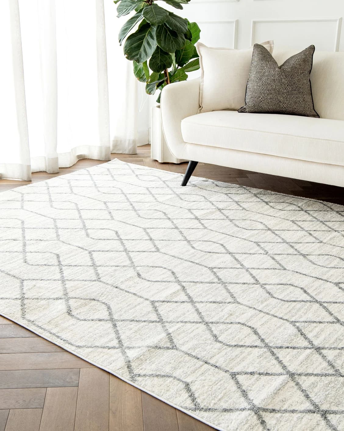 Conrad Lily carpet in ivory and grey, shown in a lifestyle right view as image 5
