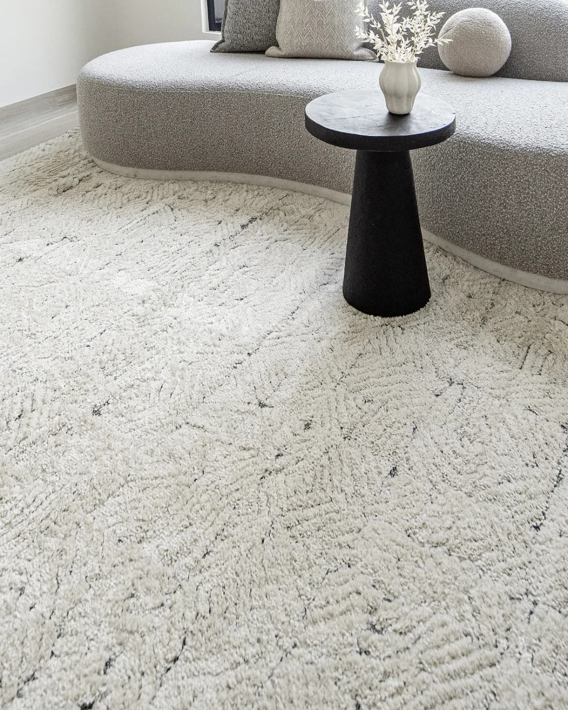 Conrad Sandy carpet in beige and grey, shown in a lifestyle front view as image 5