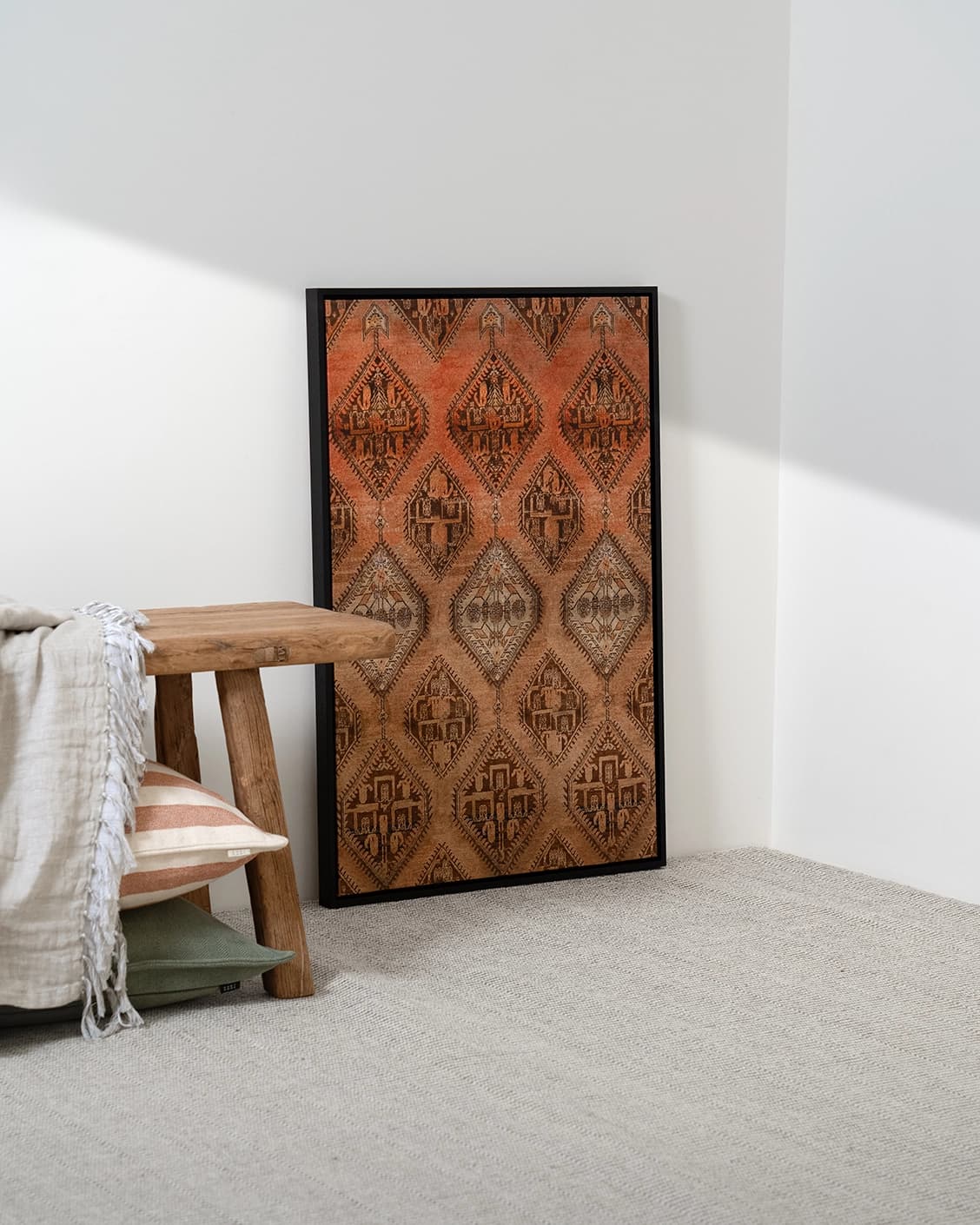 Terracotta canvas in brown, shown in a lifestyle left view as image 3