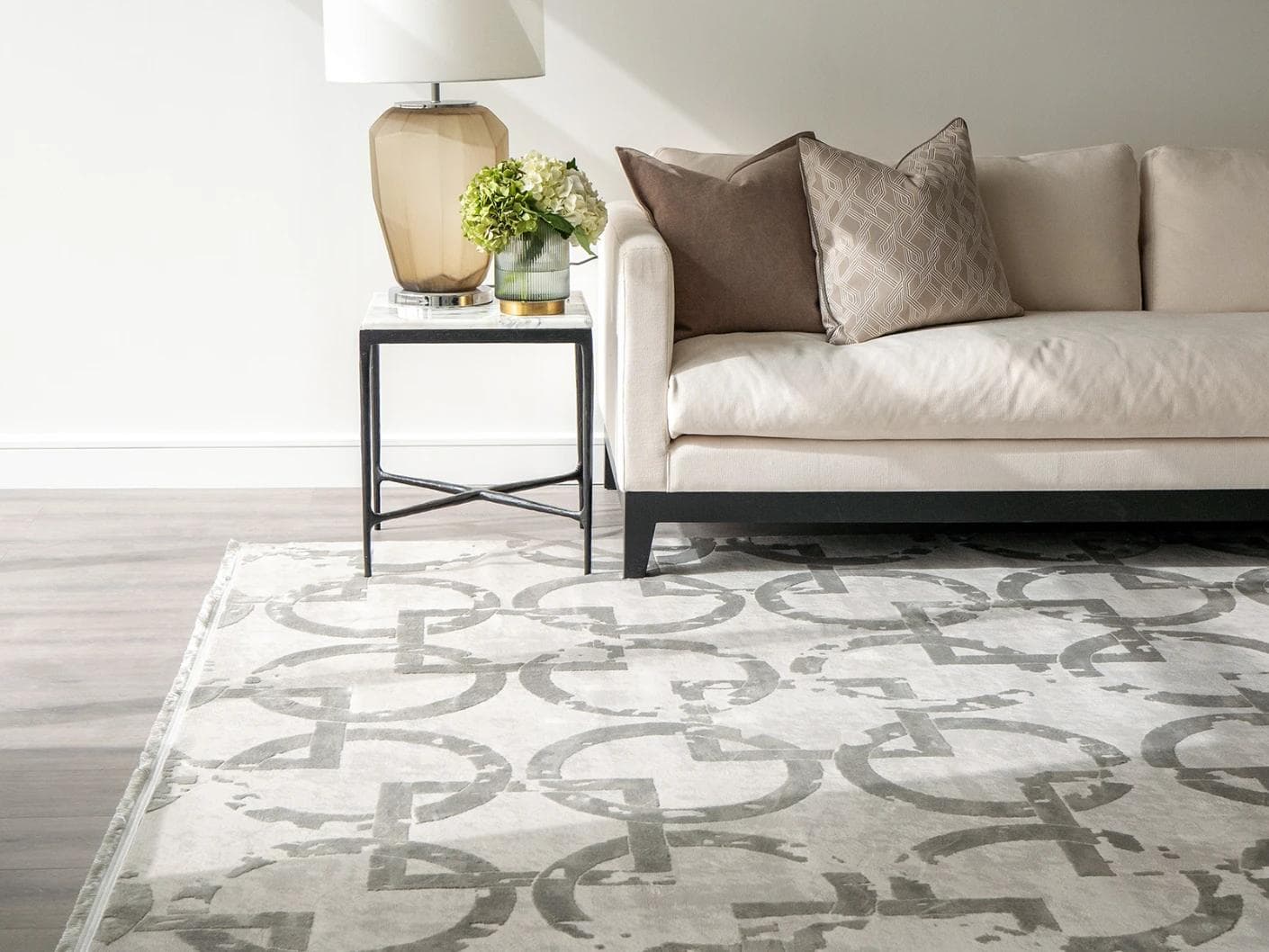 Cooper Dune carpets in grey and silver, shown in a lifestyle front view as image 2