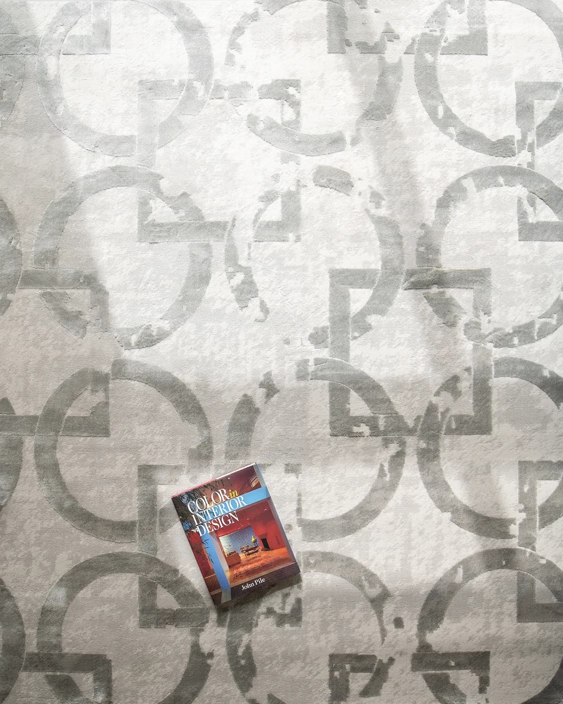 Cooper Dune carpet in dune, grey and silver, shown in a lifestyle top view as image 7
