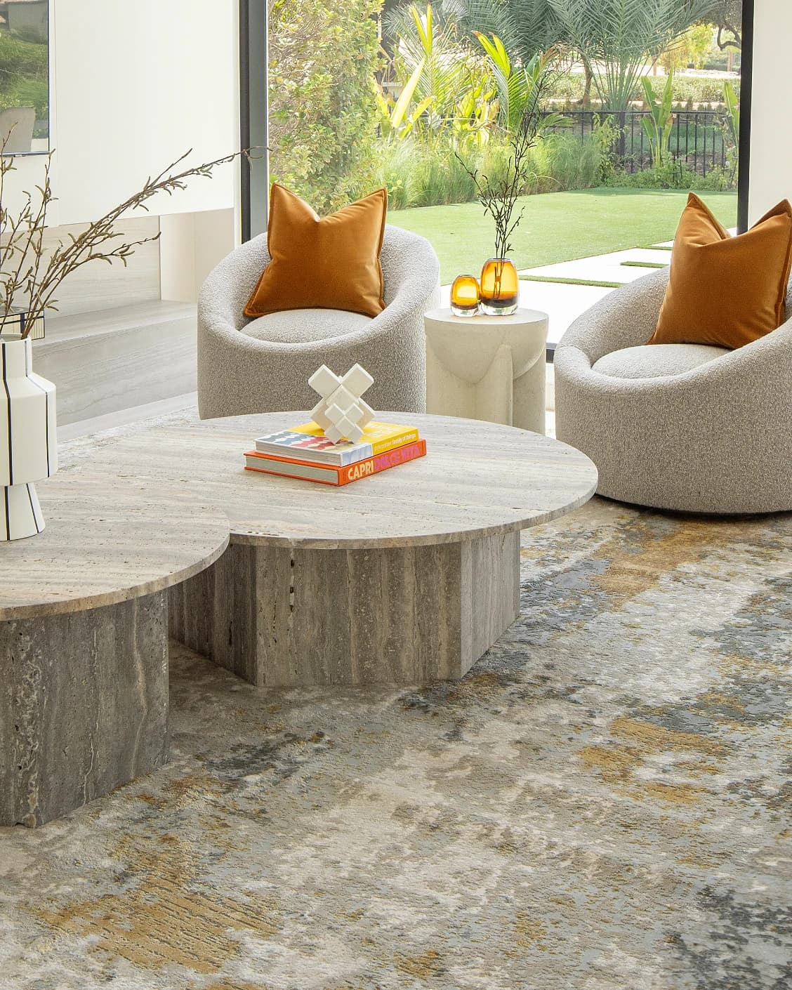 Cooper Goldberg carpet in grey and gold, shown in a lifestyle front view as image 5