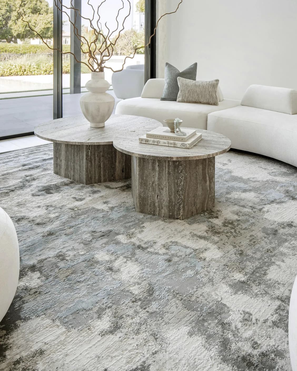 Cooper Sky carpet in sky, blue and grey, shown in a lifestyle front view as image 4