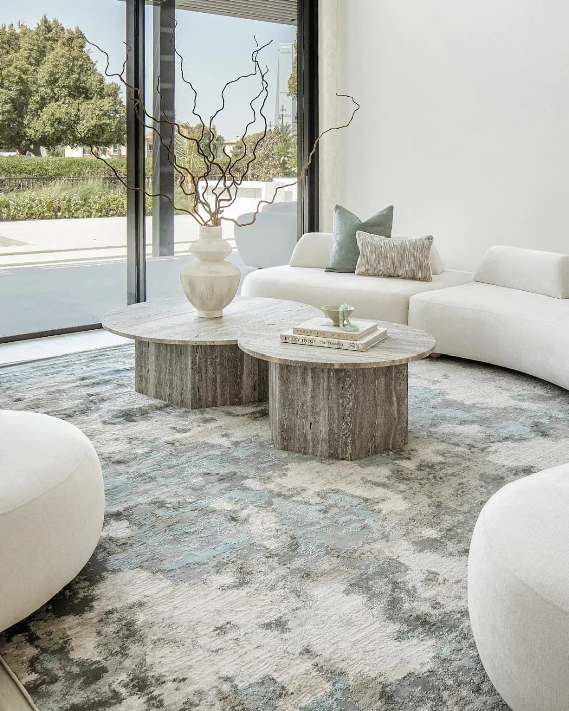 Cooper Sky carpet in sky, blue and grey, shown in a lifestyle front view as image 5