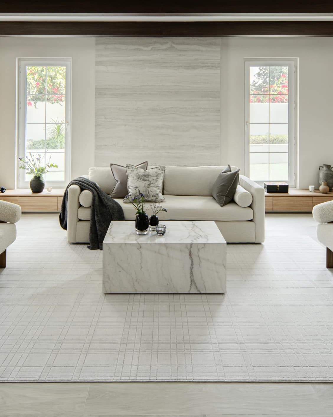 Corvin Sandy carpet in ivory and grey, shown in a lifestyle front view as image 6