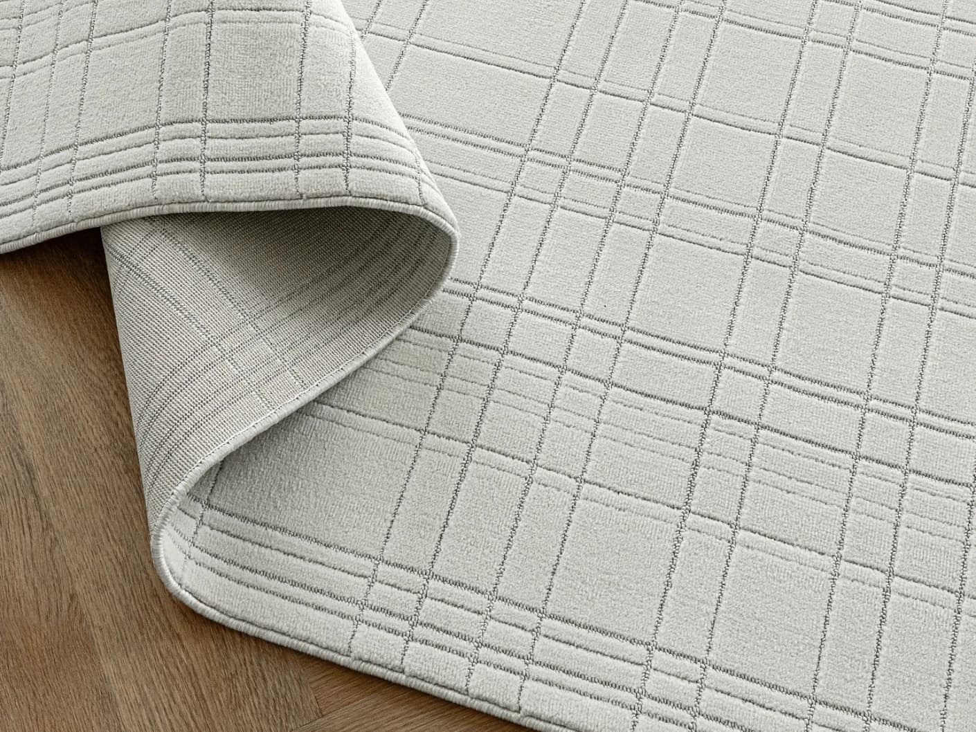 Corvin Sandy carpets in sandy, ivory and grey, shown in a product top view