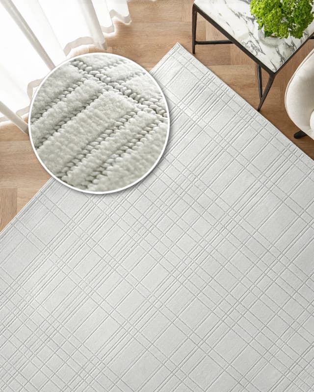 Corvin Sandy carpet in ivory and grey, shown in a product top view as image 2