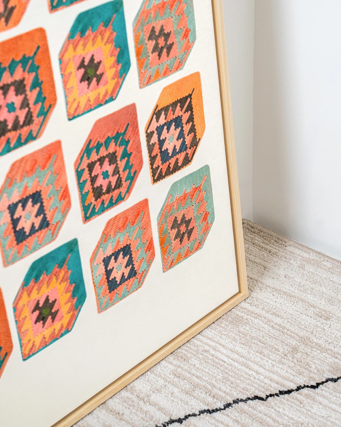 Cubism canvas in multicolour, shown in a lifestyle close-up as image 6