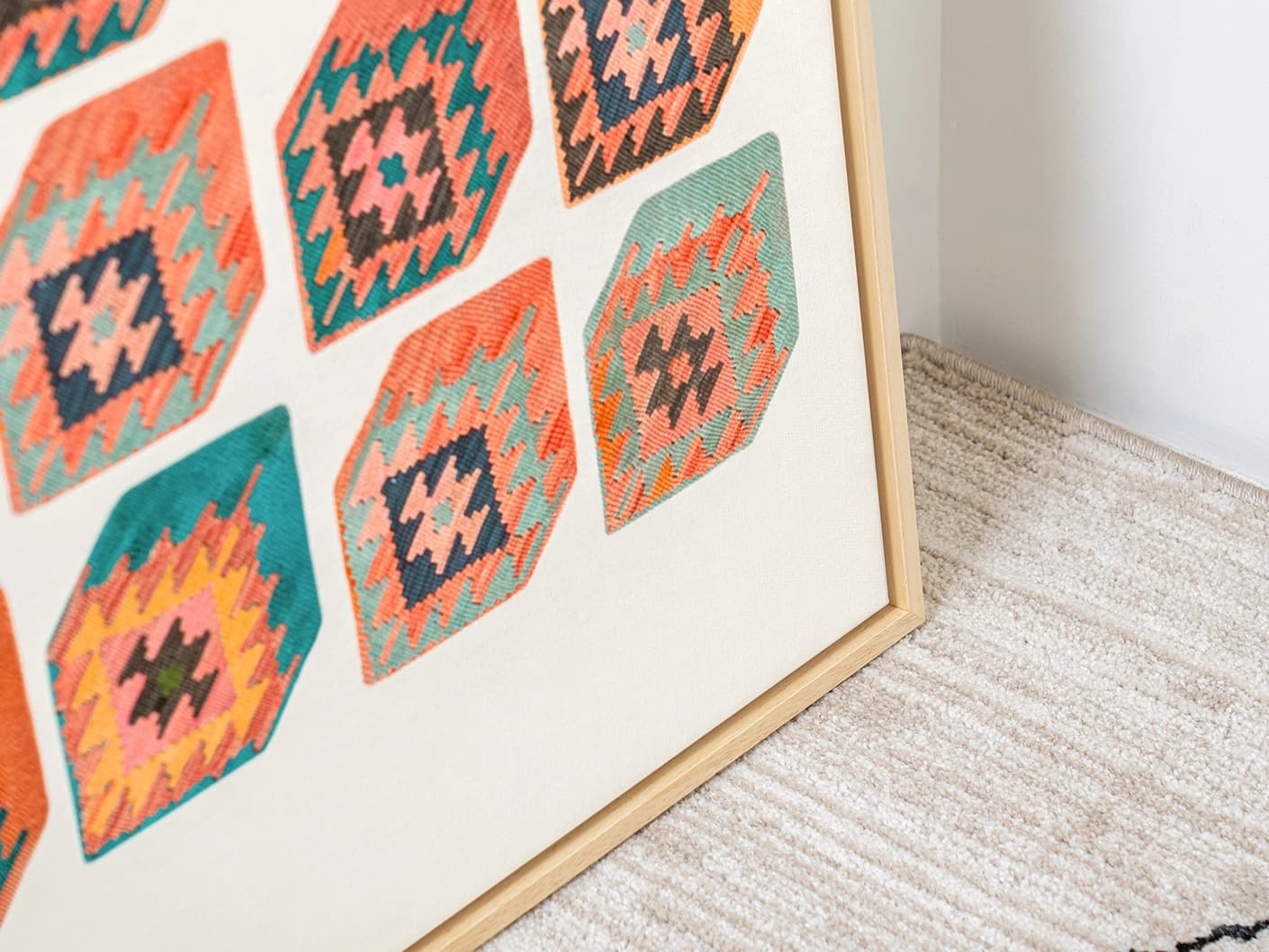 Cubism canvas in multicolour, shown in a lifestyle close-up as image 2
