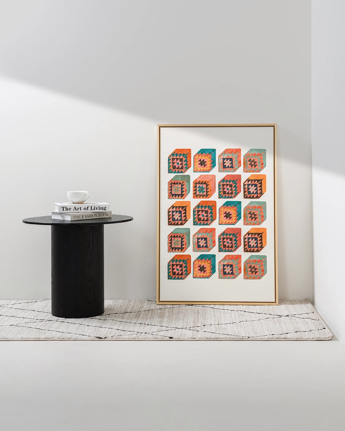 Cubism canvas in multicolour, shown in a lifestyle front view as image 2