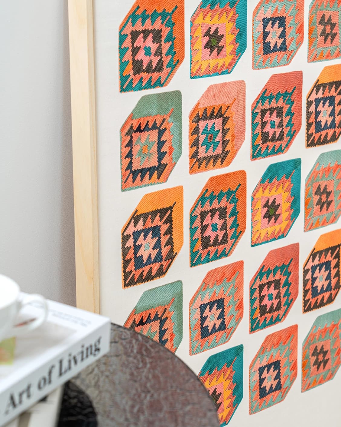Cubism canvas in multicolour, shown in a lifestyle left view as image 4