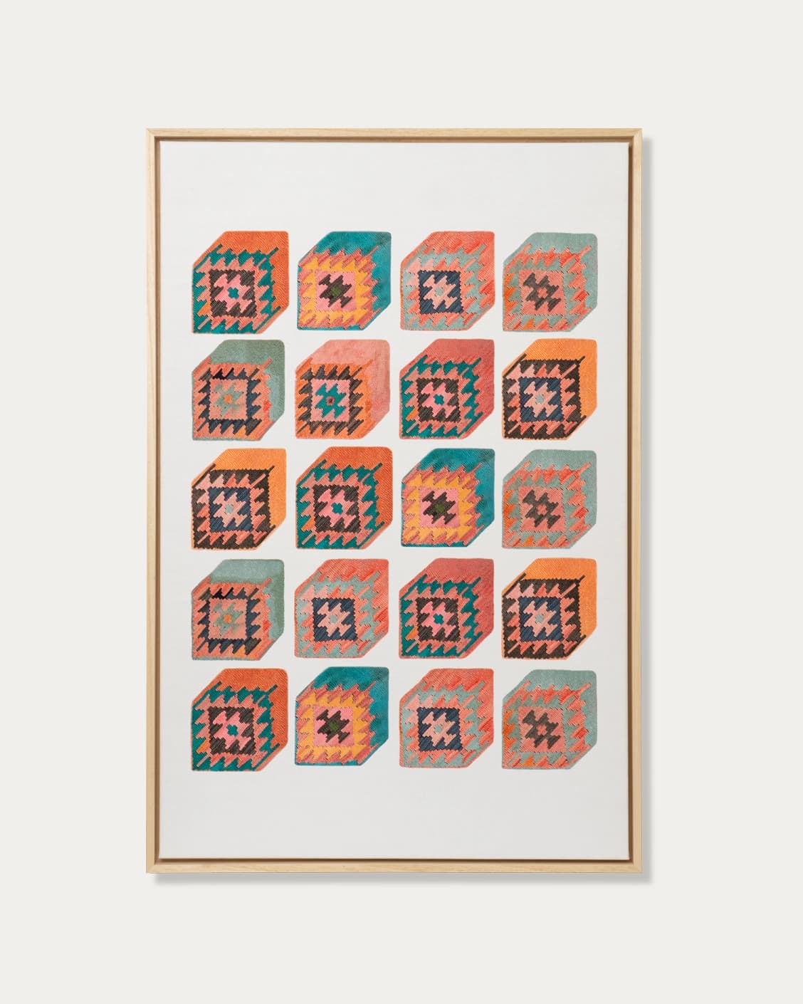 Cubism canvas in multicolour, shown in a product front view as image 1