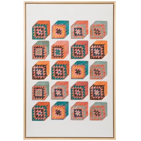 Cubism canvas in multicolour, shown in a product front view as image 1