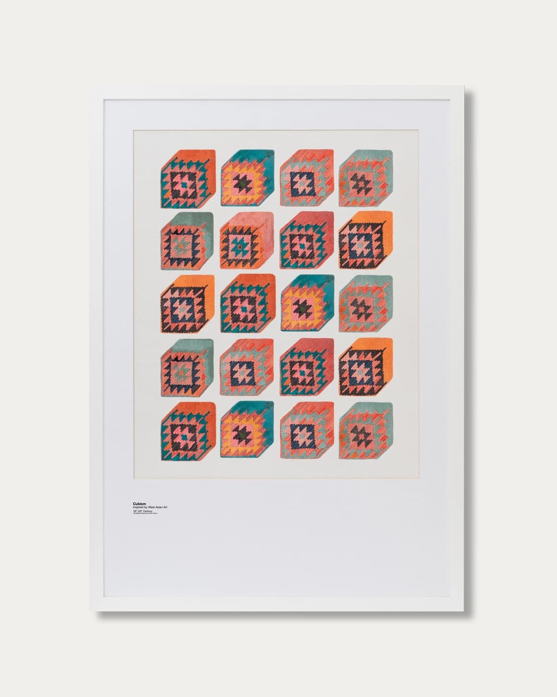 Cubism fine art print in multicolour, shown in a lifestyle front view as image 1