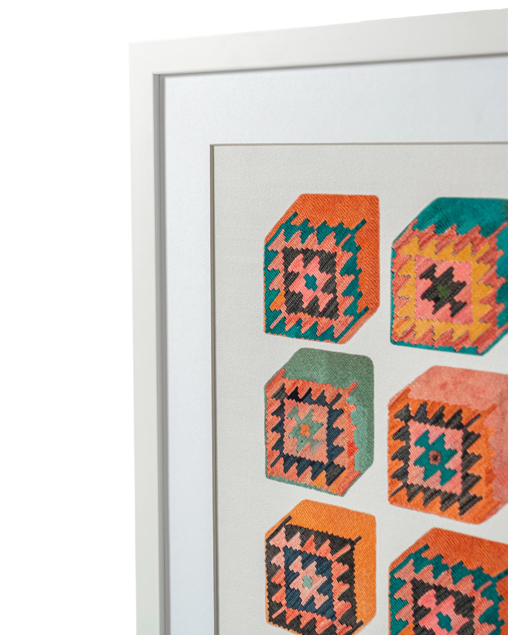 Cubism fine art print in multicolour, shown in a product close-up view as image 6