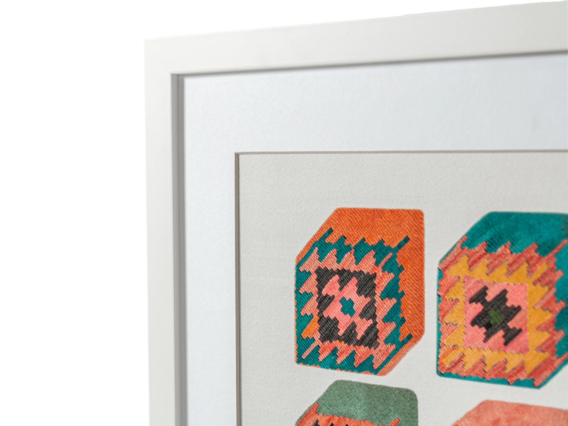 Cubism fine art print in multicolour, shown in a product close-up view as image 1