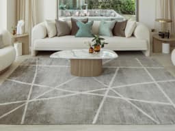Dash Alba carpet in grey and ivory, shown in a lifestyle front view