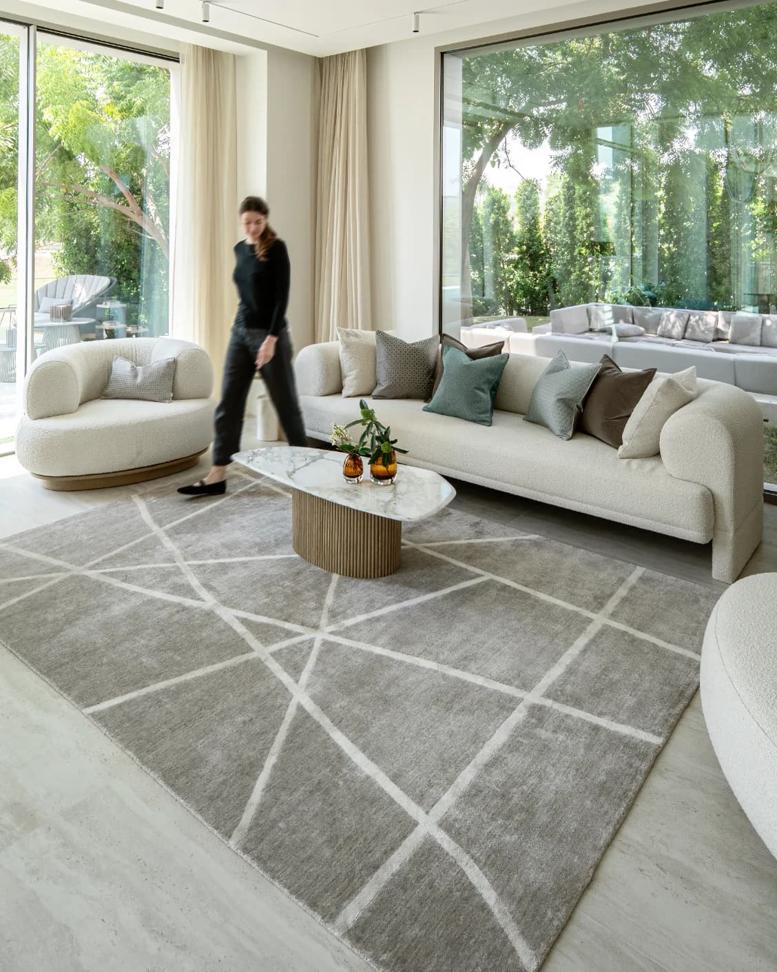 Dash Alba carpet in grey and ivory, shown in a lifestyle right view as image 6
