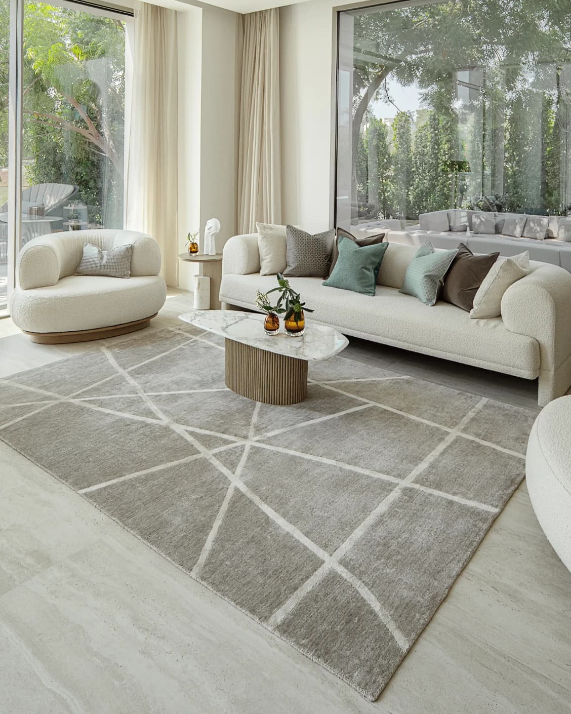 Dash Alba carpet in grey and ivory, shown in a lifestyle right view as image 7